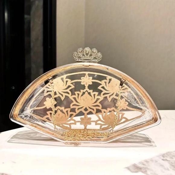 Clear Floral Rhinestones Purse - Picture 6 of 7